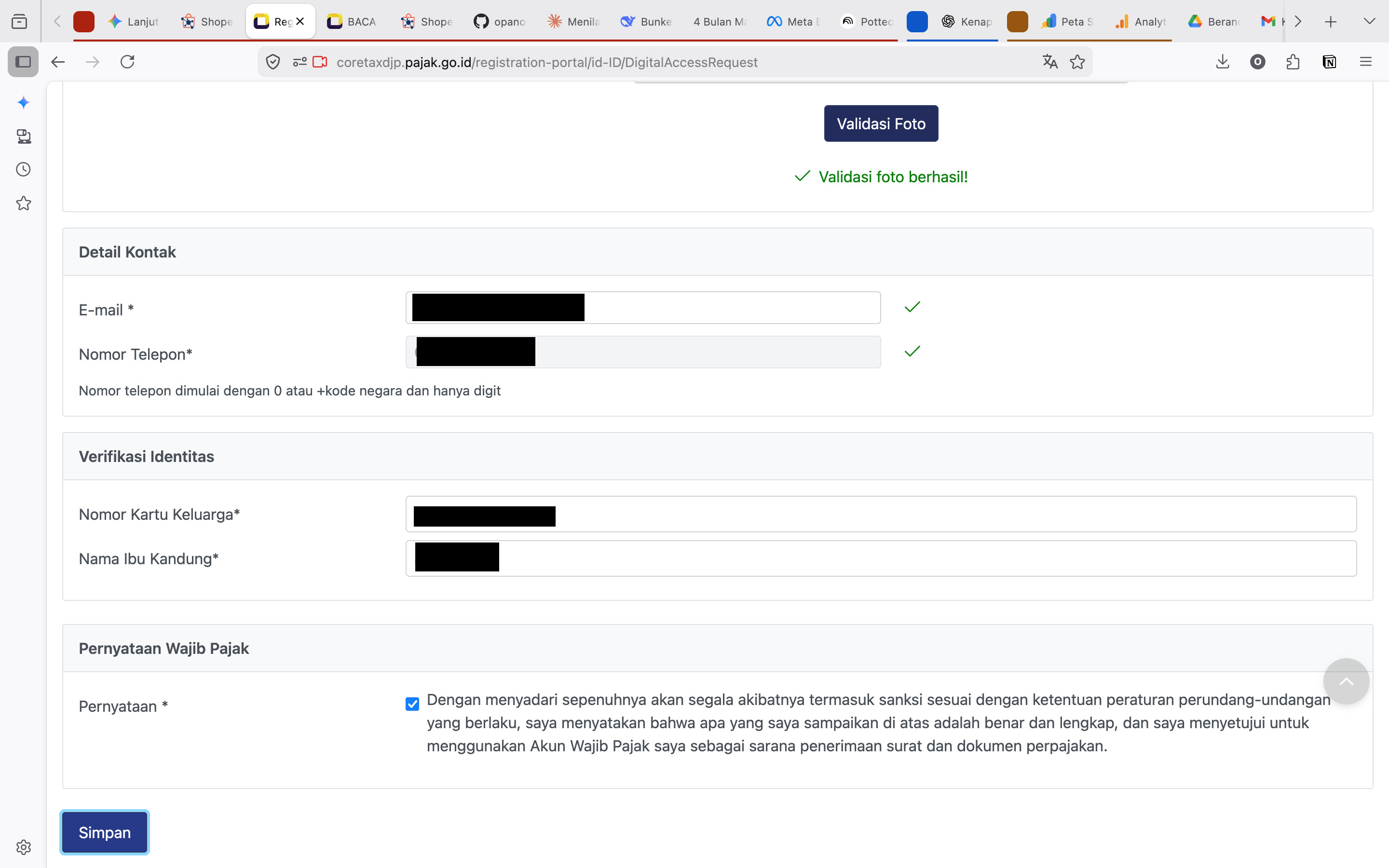 Input Data Kontak